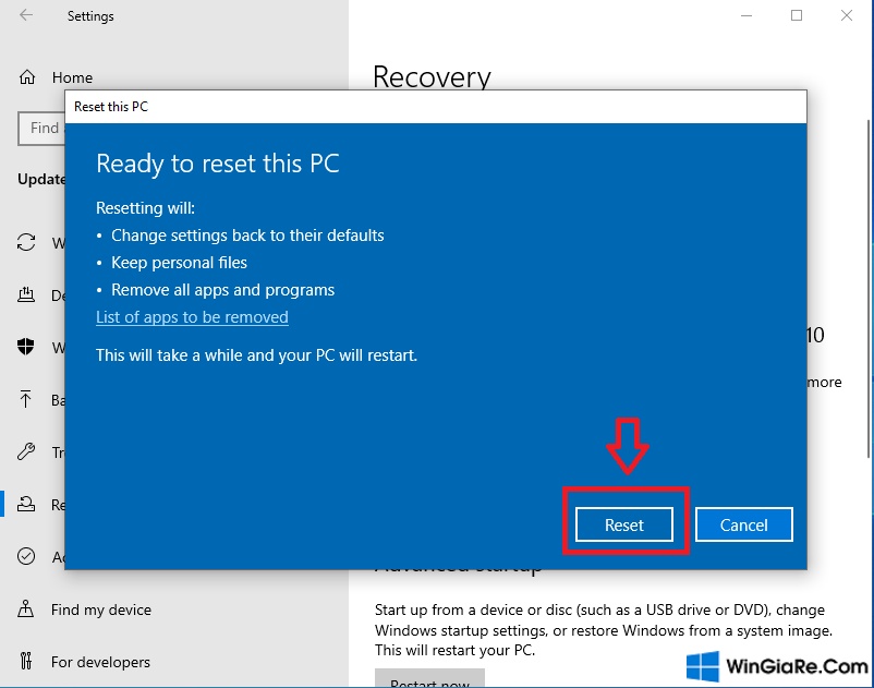 Hướng dẫn chi tiết cách khôi phục Windows 10 về trạng thái xuất xưởng