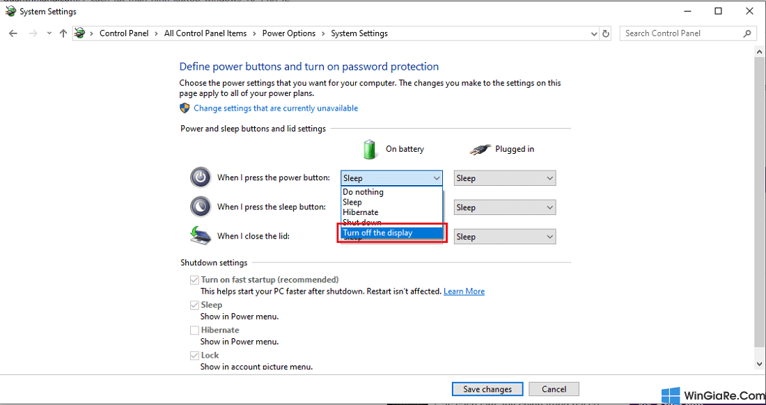 Cách tắt màn hình máy tính Windows 10 4