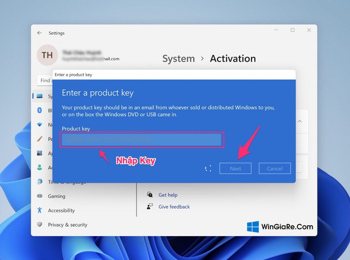 Cách nhập Product key Windows 11 Pro, Win 11 Home giá rẻ