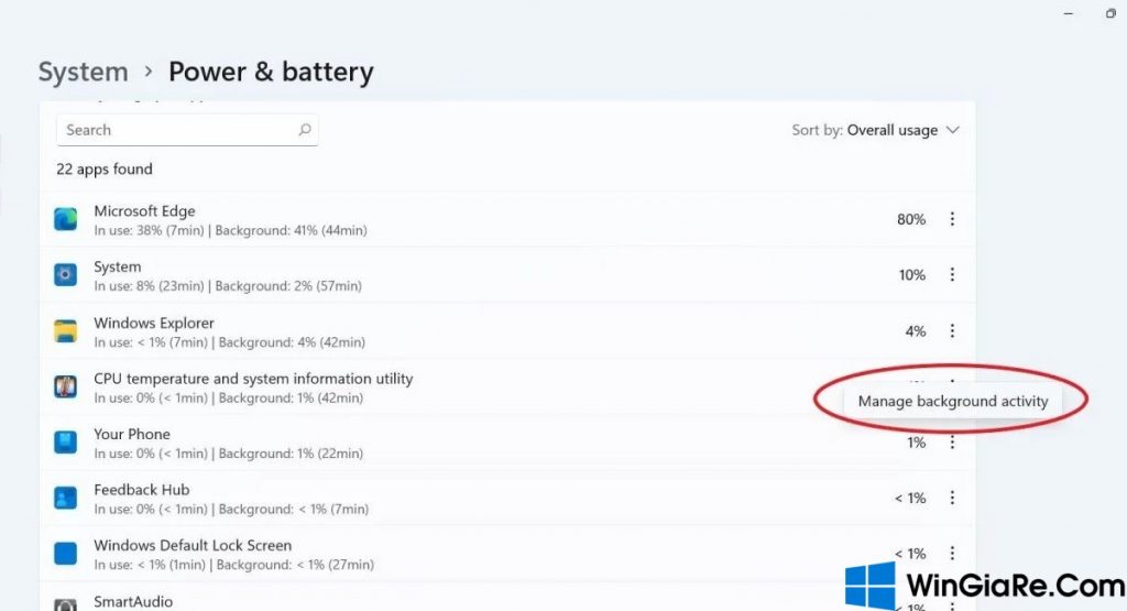 Kiểm tra mức tiêu thụ pin của ứng dụng trong Windows 11 6