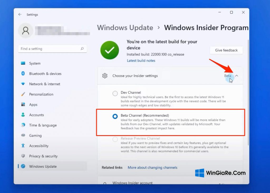 Cách chuyển Windows 11 bản Dev sang Beta đơn giản không cần cài lại Win 4