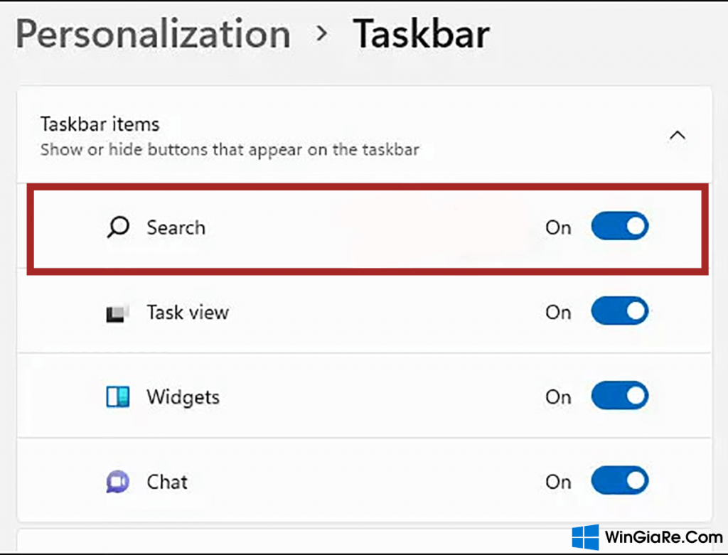 Chi tiết cách bật / tắt nút Search trên thanh Taskbar Windows 11