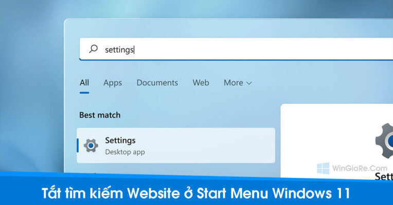 Tắt kết quả tìm kiếm trên website tại Start Menu trong Windows 11 8