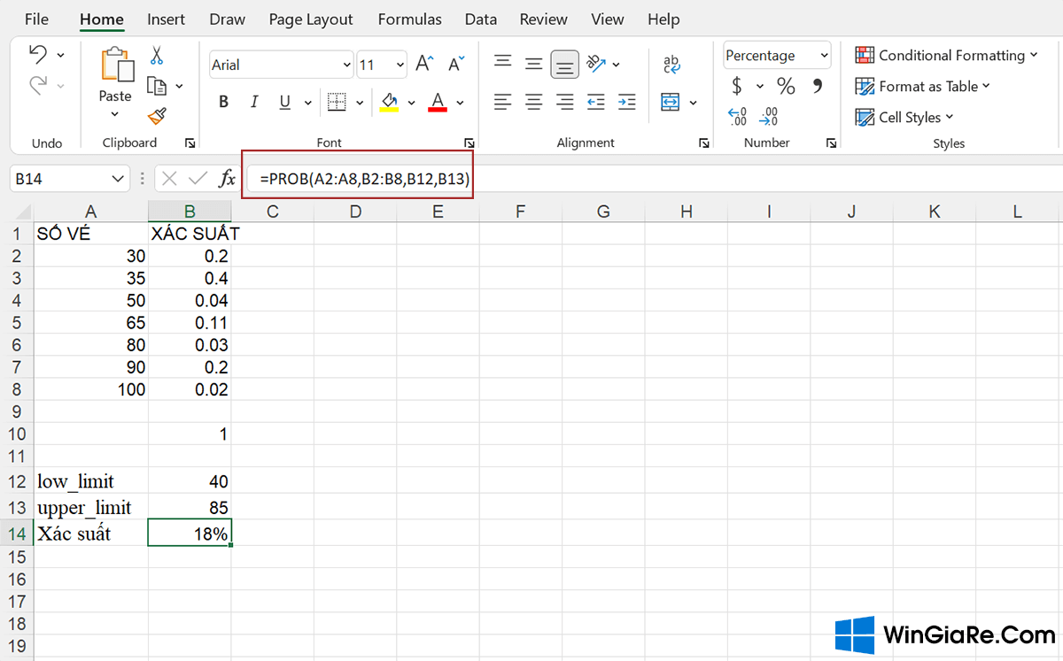 Chi tiết cách tính xác suất đơn giản và nhanh chóng trên Excel