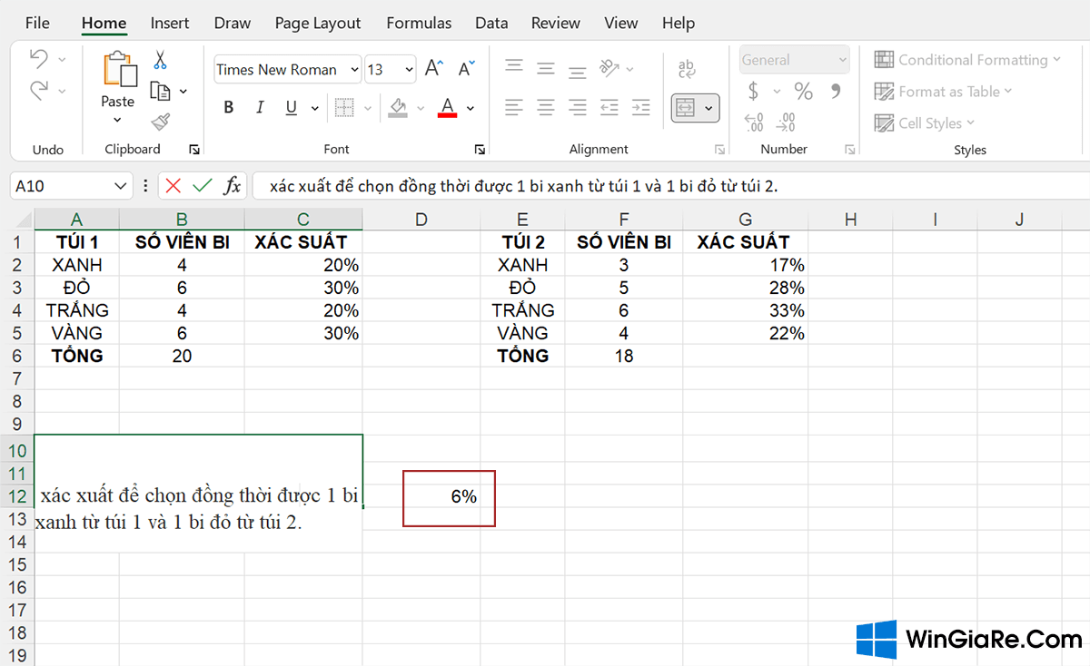 Chi tiết cách tính xác suất đơn giản và nhanh chóng trên Excel
