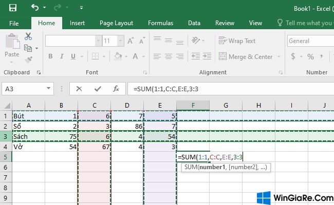 Hướng dẫn cách tính tổng hàng, tổng cột trong Excel