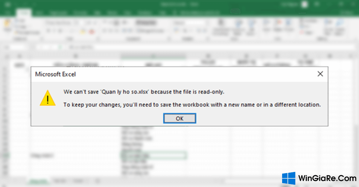 Lỗi không lưu được file trong Excel, cách khắc phục?