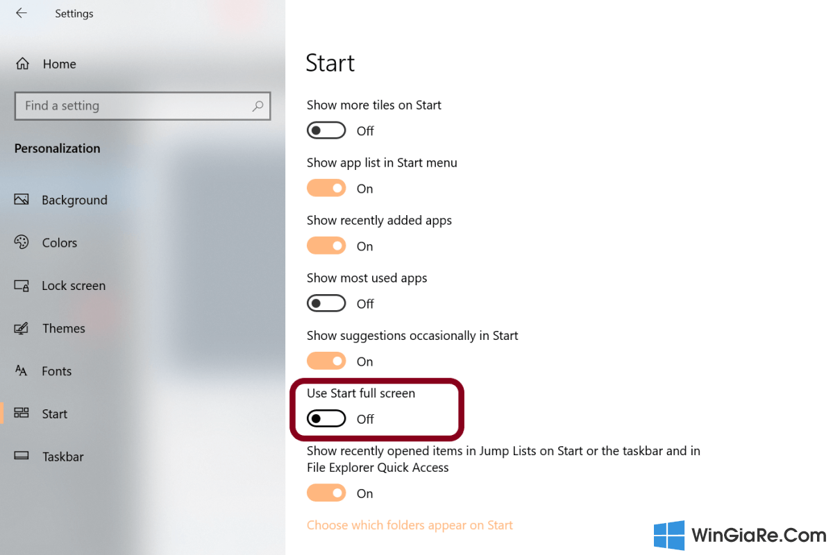 Hướng dẫn bật menu Start toàn màn hình trong Windows 10