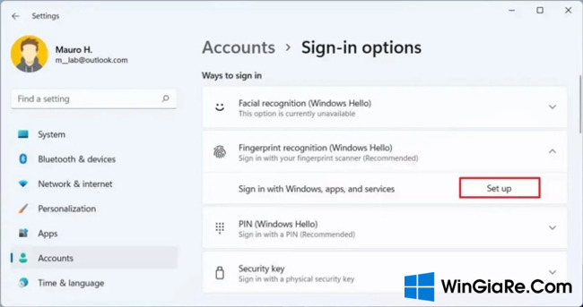 Chi tiết cách bật đăng nhập vân tay trên laptop Windows 11 2
