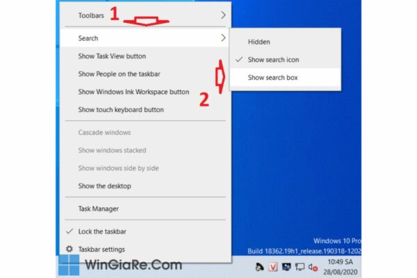 Cách đơn giản nhất để loại bỏ hoặc ẩn thanh tìm kiếm Windows 10