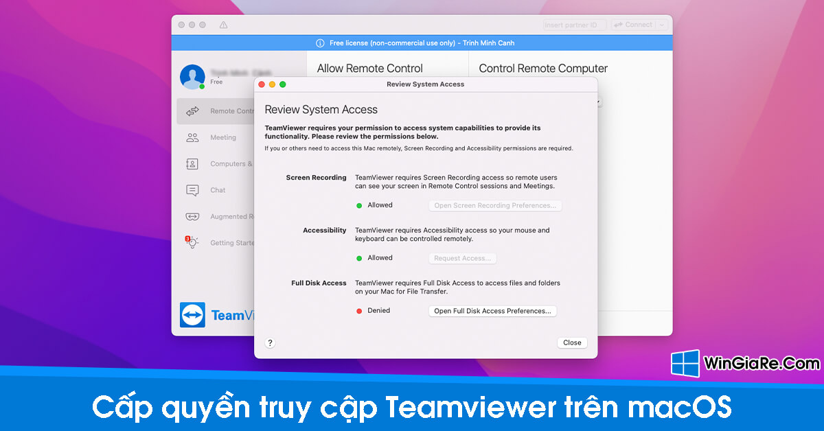 Hướng dẫn cách cấp quyền truy cập cho Teamviewer trên macOS chi tiết 1