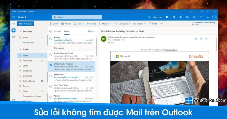 Sửa lỗi không tìm được mail trong Outlook 2016, 2019, 2021 1