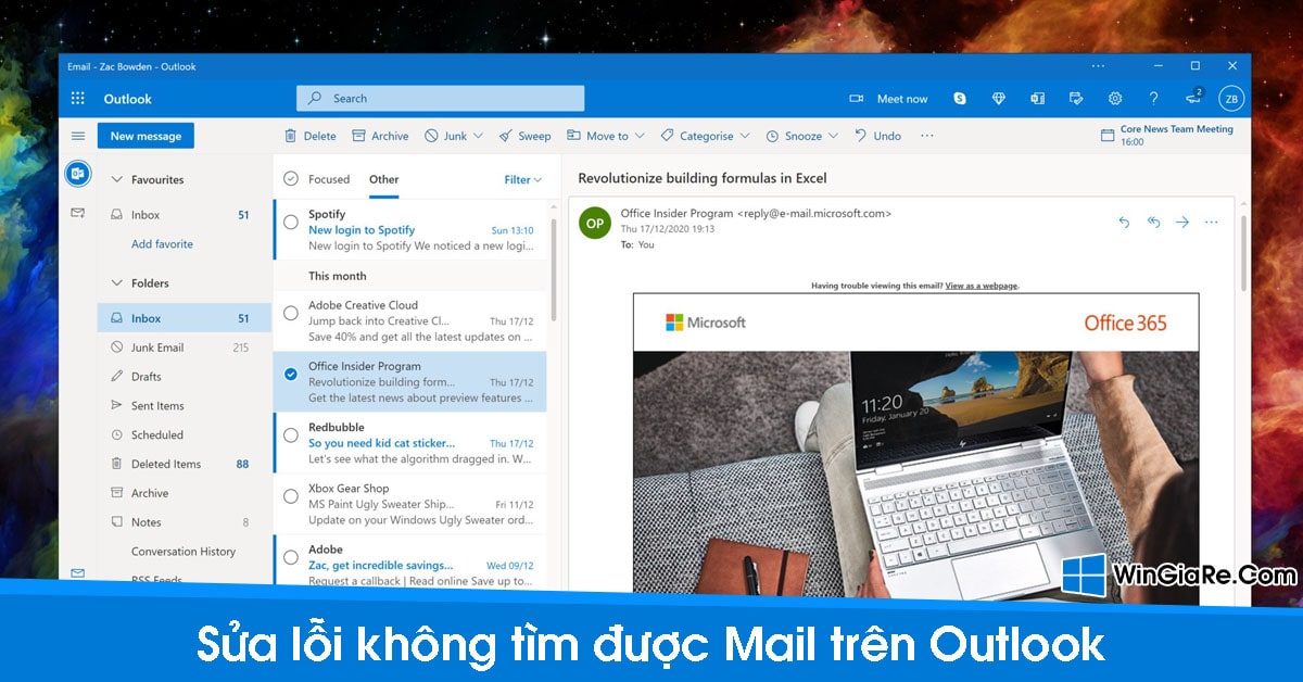 Sửa lỗi không tìm được mail trong Outlook 2016, 2019, 2021 8