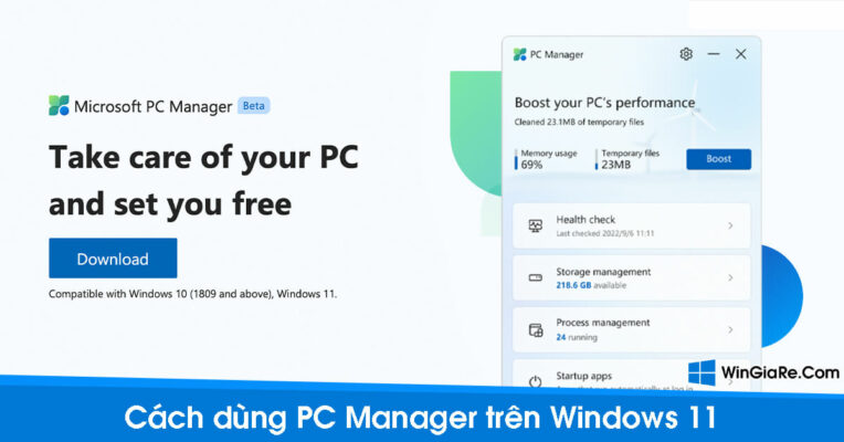 Tối ưu hoá máy tính Windows 10 và 11 với PC Manager