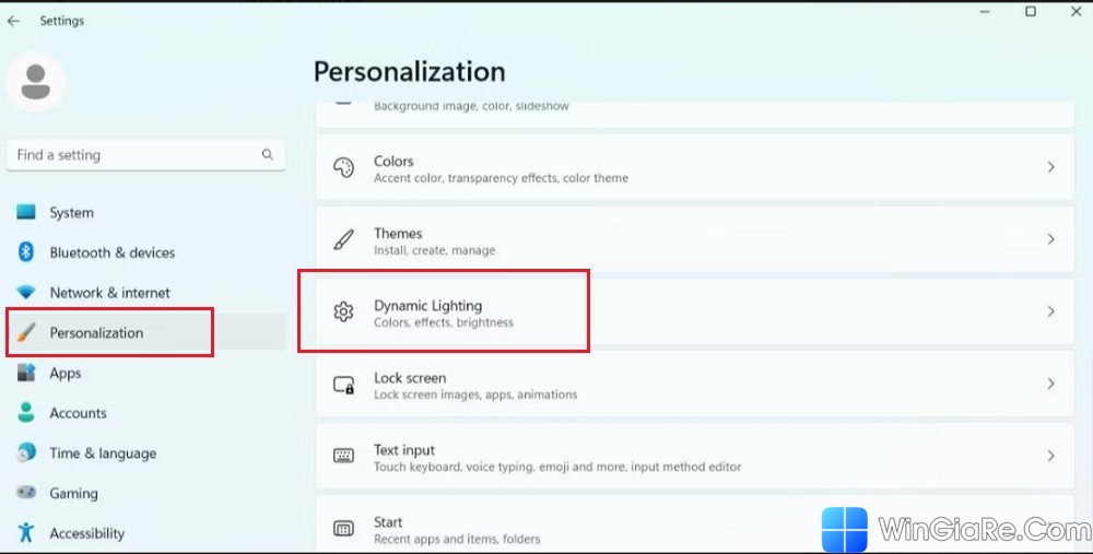 Cách bật Dynamic Lighting trên Windows 11