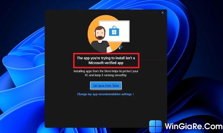 The app you're trying to install isn't Microsoft verified app