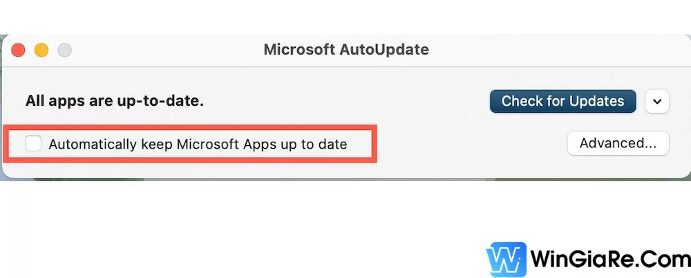 Cách tắt Microsoft Update Office trên Mac